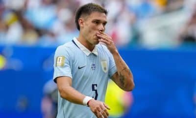 Manuel Ugarte at the 2026 World Cup with Uruguay.