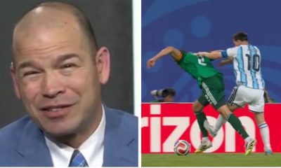 Alejandro Moreno and a scene of the incident involving Lionel Messi and Algerian player, Aissa Mandi.