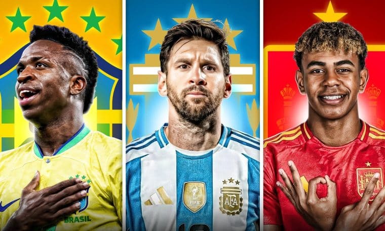 2026 FIFA World Cup stars: Vinicius Junior, Lionel Messi and Lamine Yamal.