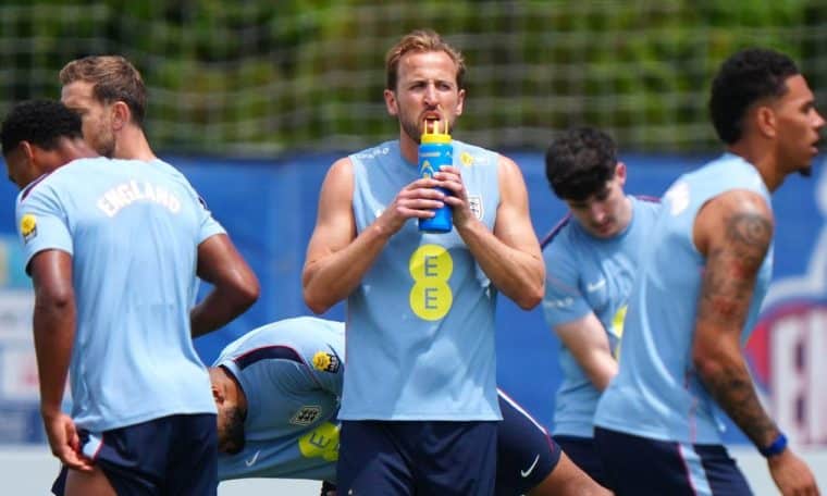 File photo of England players during a training session.