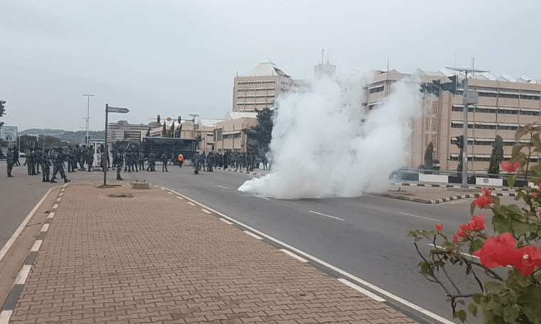 Teargas fired at protesters