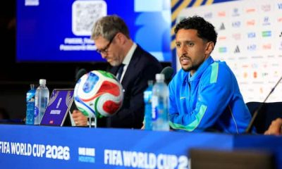 Brazil's Marquinhos during a press conference at the 2026 FIFA World Cup.
