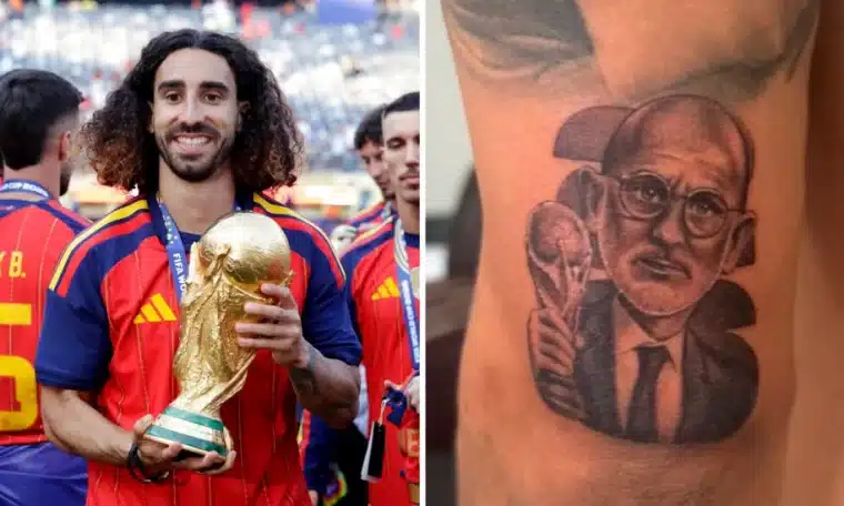 Marc Cucurella and his tatoo of Luis de la Fuente's face.