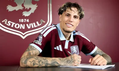 Alejandro Garnacho during his unveiling as an Aston Villa player.