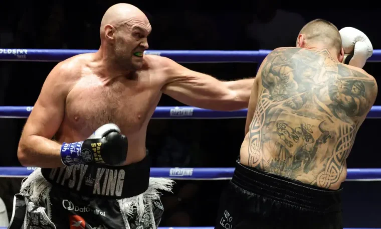 Tyson Fury pounding on Wach on Friday, July 24.