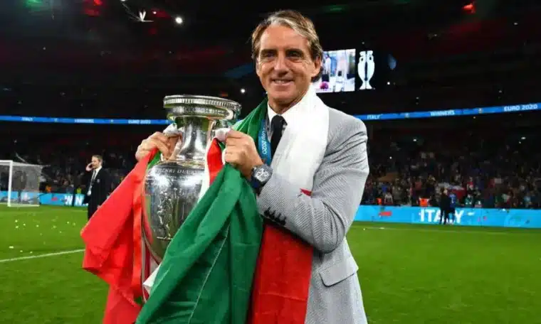 File photo of Roberto Mancini lifting the European Championship.
