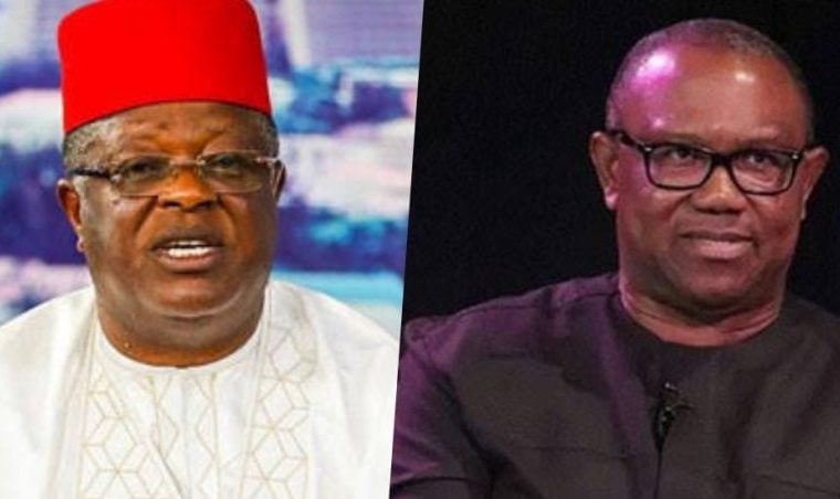 Minister of Works, David Umahi and NDC Presidential Candidate, Peter Obi