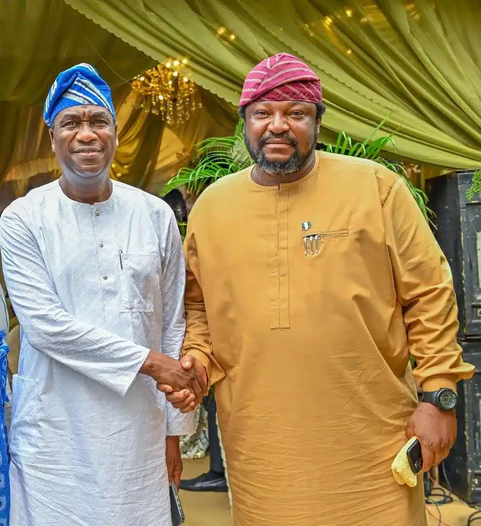 Tanimola in a shot with Engr Obafemi Hamzat, Deputy Governor of Lagos and Candidate of the APC in the forthcoming governorship election in Lagos.