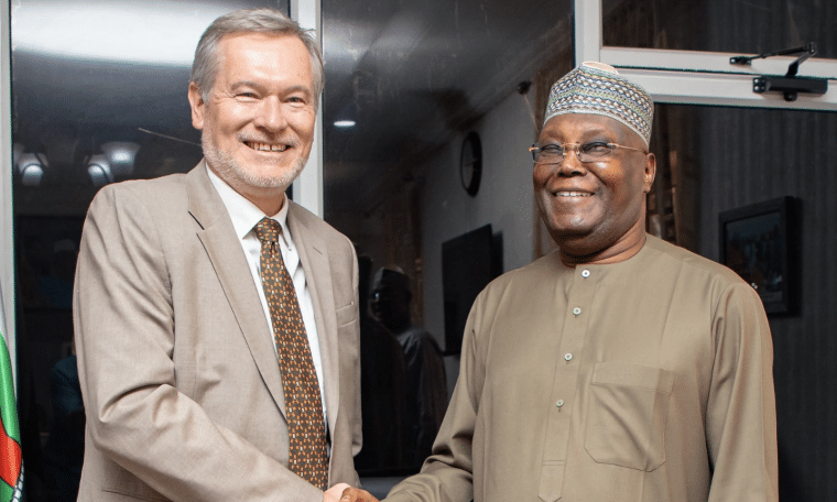 EU Ambassador Gautier Mignot and Atiku Abubakar