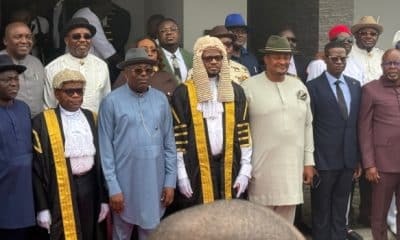 Governor Fubara (third left) and members of the Rivers Assembly after the presentation of the 2026 budget estimates.