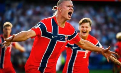 Erling Haaland leads Norway's celebration after knocking out Brazil from the 2026 FIFA World Cup.