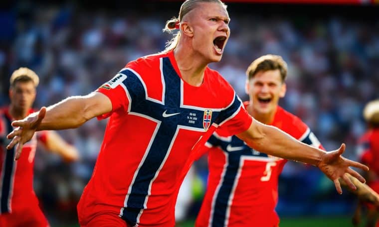Erling Haaland leads Norway's celebration after knocking out Brazil from the 2026 FIFA World Cup.