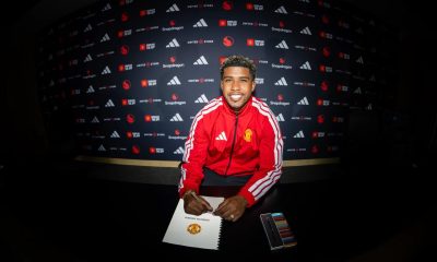 Andrey Santos during his unveiling as Manchester United's new player.
