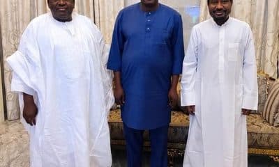 L-R: Senator Rufai Hanga, APC National Chairman, Professor Nentawe Yilwatda, and Deputy Senate President Barau Jibrin.