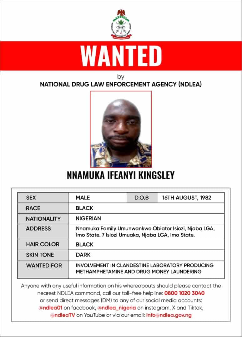 Photos: NDLEA Declares Drug Kingpin, Three Associates Wanted, Freezes ₦9.8 Billion