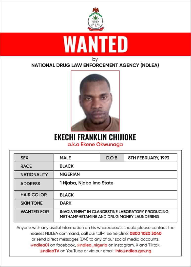 Photos: NDLEA Declares Drug Kingpin, Three Associates Wanted, Freezes ₦9.8 Billion