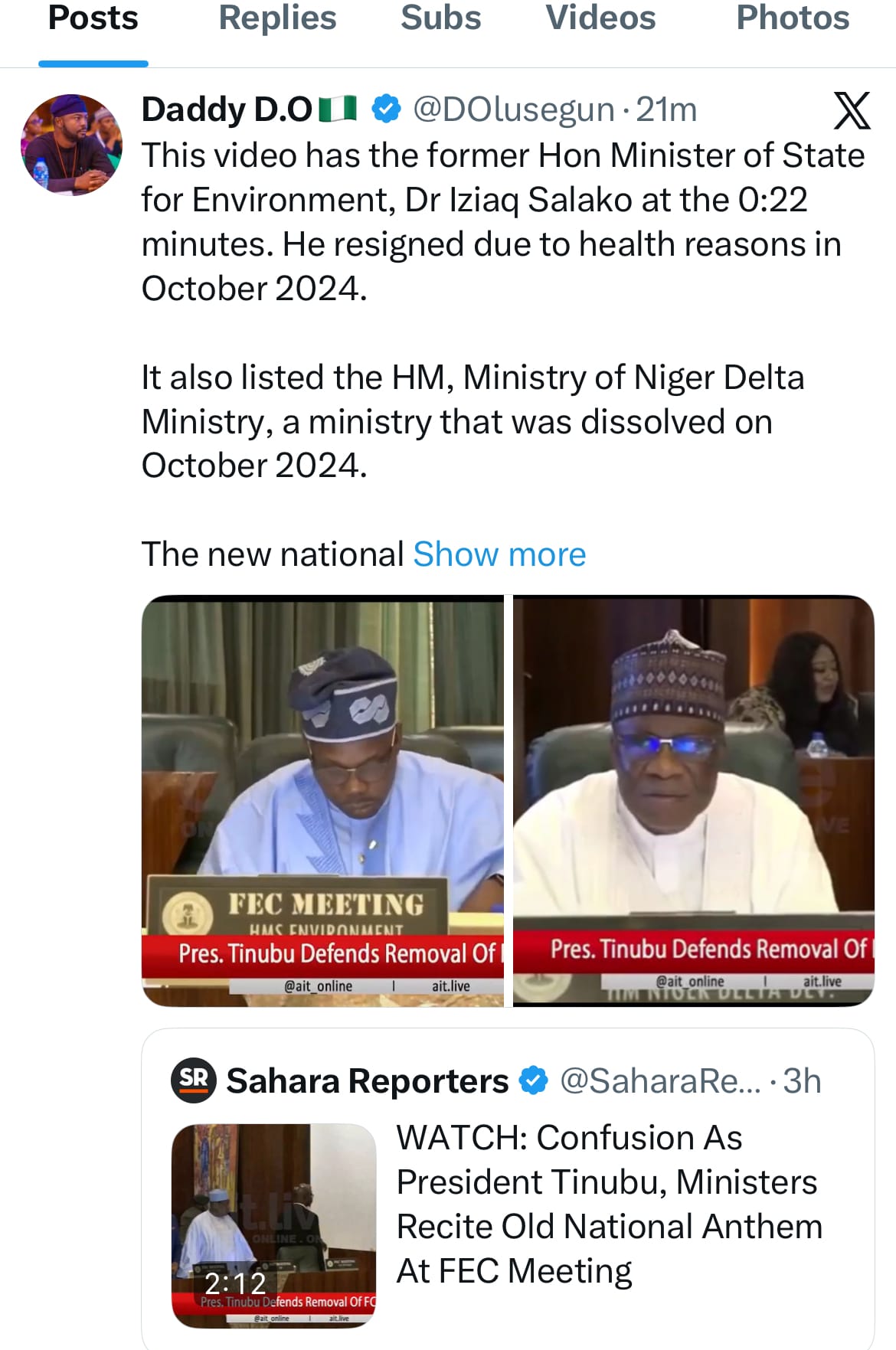 Presidency Clarifies Viral Video Of Tinubu Reciting Revoked National Anthem At FEC Meeting