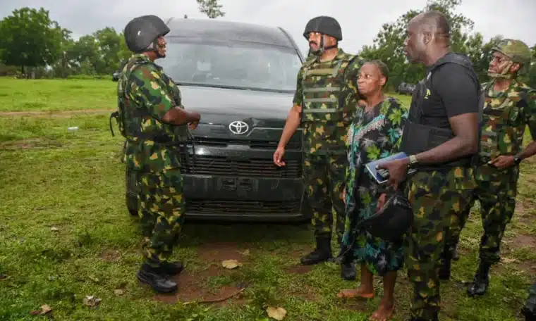 Military officers with Rescued Principal
