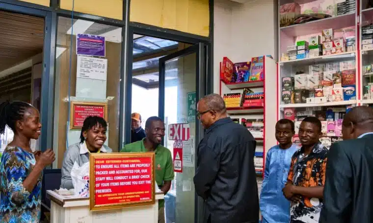 Presidential Candidate of the NDC, Peter Obi shopping at a supermarket