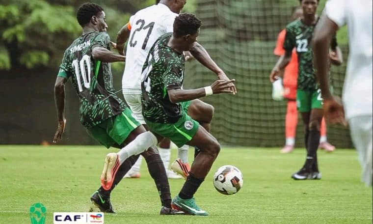 Flying Eagles of Nigeria players in WAFU B clash in Ghana.