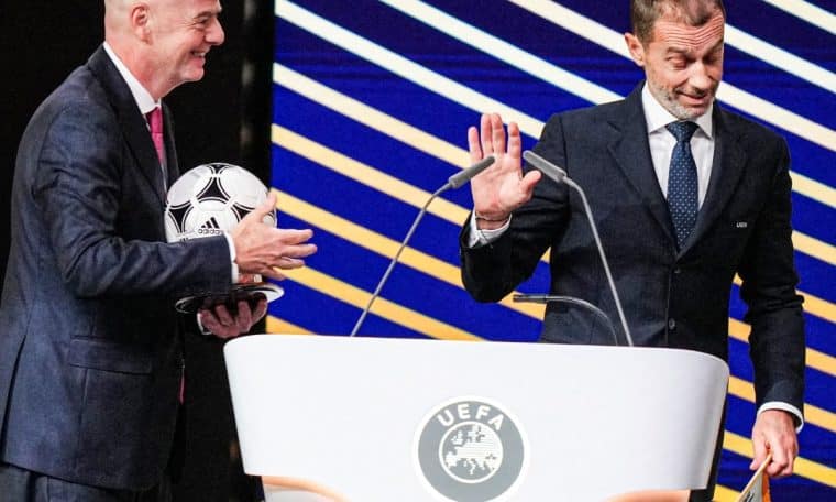 File photo of FIFA president Gianni Infantino and UEFA president Aleksander Ceferin.