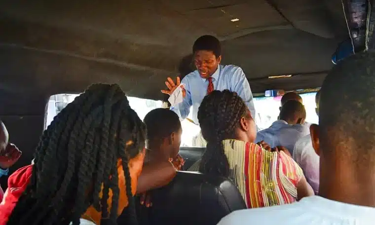 Someone Preaching inside bus