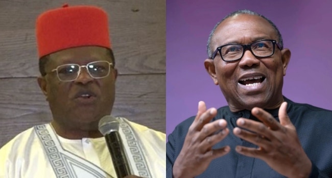 L-R: Minister of Works, Dave Umahi and NDC Presidential Candidate, Peter Obi