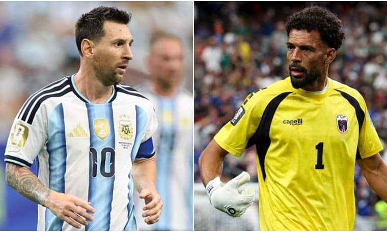 Argentina's Lionel Messi and Cape Verde Goalkeeper Vozinha
