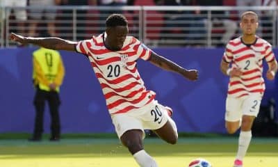 Folarin Balogun in action for the United States of America against Bosnia at the 2026 FIFA World Cup.