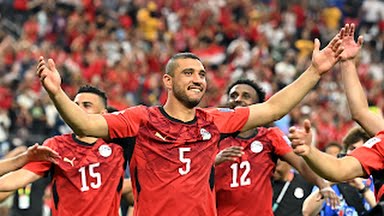 Egyptian players celebrate their victory over Colombia at the 2026 FIFA World Cup round of 32.