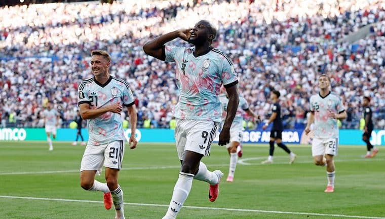 Belgium players celebrate their win over the United States at the 2026 FIFA World Cup.