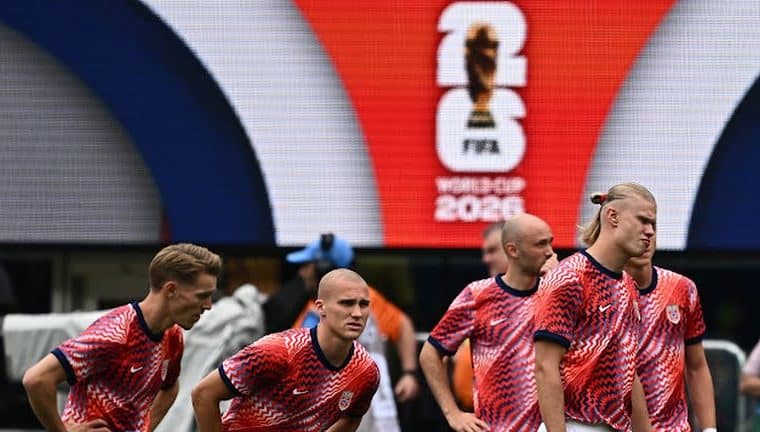 Norway's players ahead of their 2026 FIFA World Cup clash with Brazil.