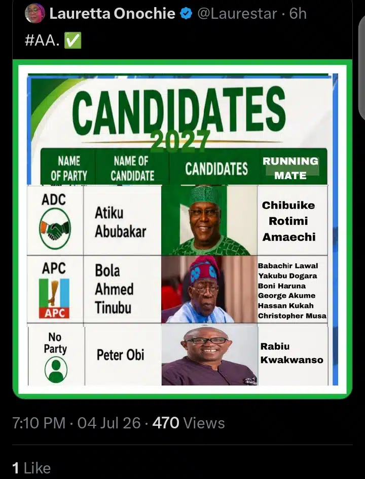 NDC Tackles Lauretta Onochie For Sharing Report Portraying Peter Obi As Candidate Without Party