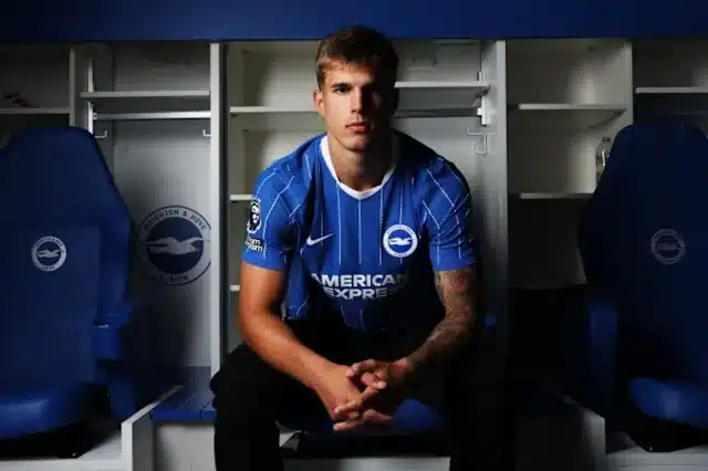 Luka Vuskovic during his unveiling as a Brighton new player.