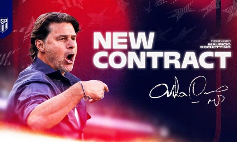 Mauricio Pochettino's new contract extension poster.