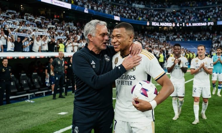 Real Madrid coach Jose Mourinho and Kylian Mbappe