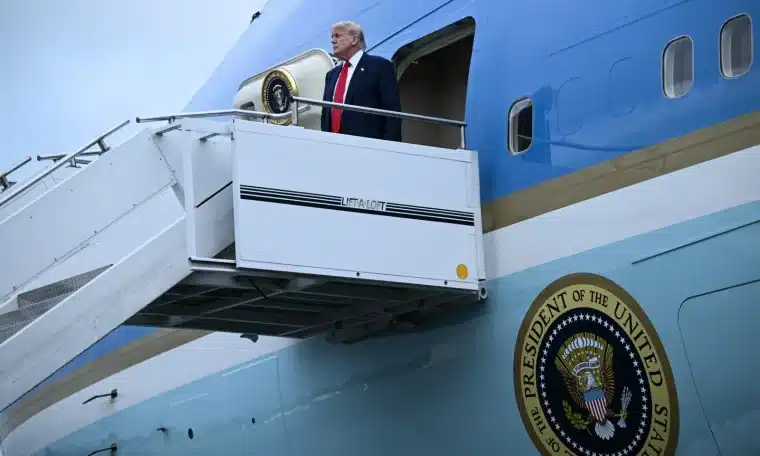 File Photo: US President Donald Trump on Air Force One