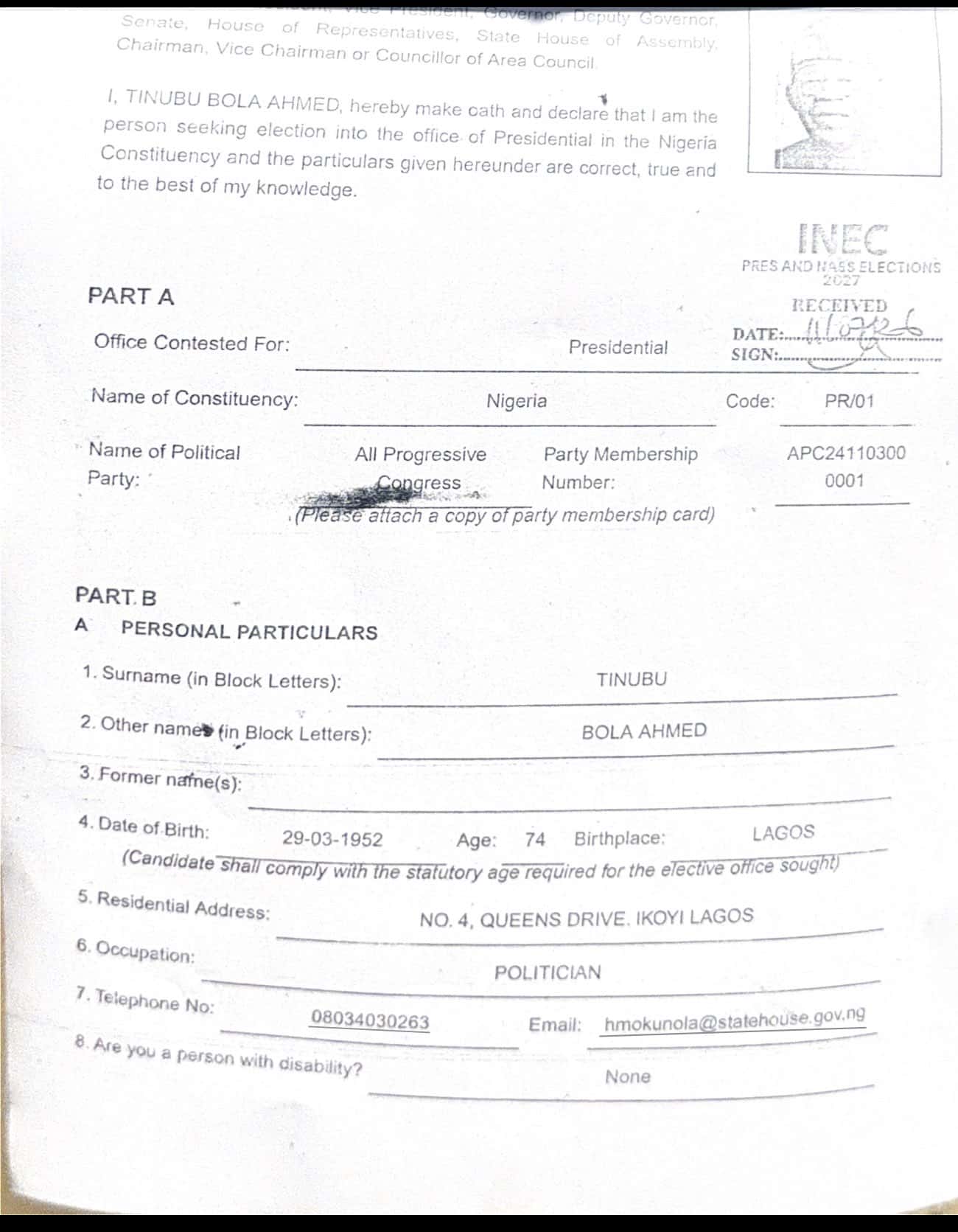 INEC Publishes Tinubu, Peter Obi, Atiku, Amaechi, Kwankwaso’s Credentials [See Documents]