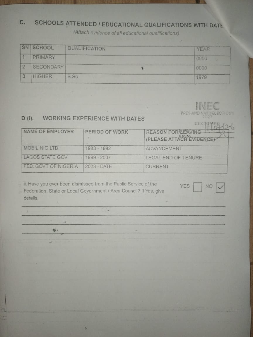 INEC Publishes Tinubu, Peter Obi, Atiku, Amaechi, Kwankwaso’s Credentials [See Documents]