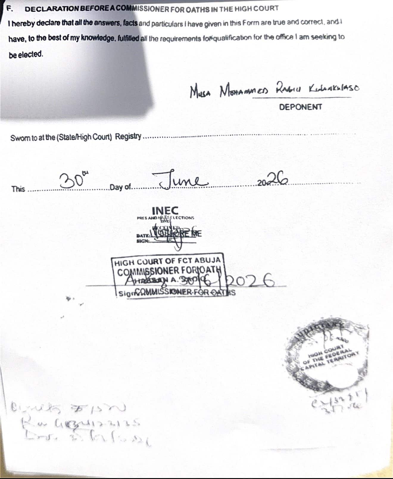 INEC Publishes Tinubu, Peter Obi, Atiku, Amaechi, Kwankwaso’s Credentials [See Documents]