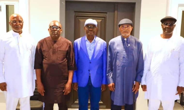 L-R: Kingsley Chinda, Siminalayi Fubara, Nyesom Wike, Sam Sam Jaja and Magnus Abe