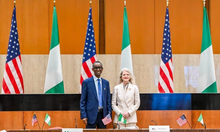 Nigeria's National Security Adviser, Mallam Nuhu Ribadu, and U.S. Under Secretary of State for Political Affairs, Allison Hooker.
