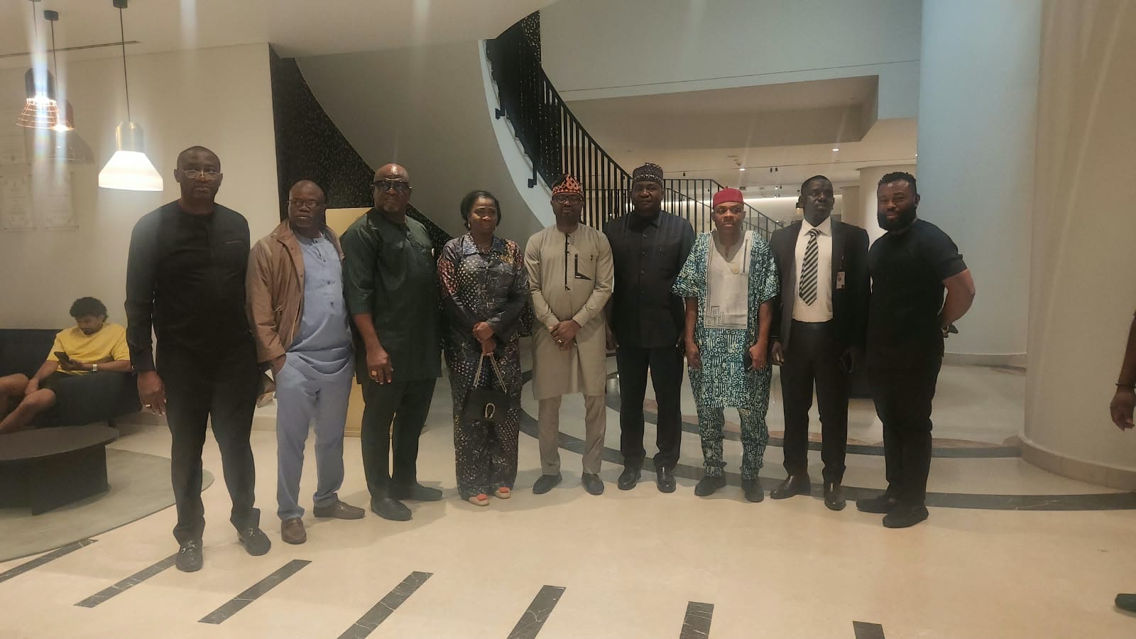 The Minister of Defence, Gen. Christopher Musa (Rtd) and members of the Nigerian community in Luanda, Angola, at the 21st Extra-ordinary Session of the Assembly of Heads of State and Government of the African Union (AU).