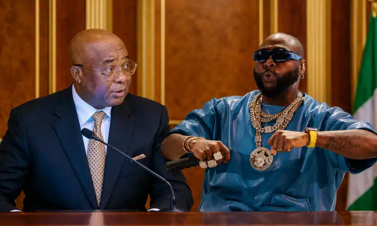 Imo State Governor Hope Uzodimma and Afrobeats star David “Davido” Adeleke