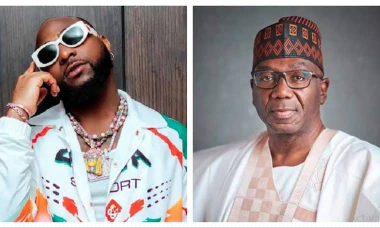 L-R Nigerian Singer, Davido and Governor, AbdulRahman AbdulRazaq