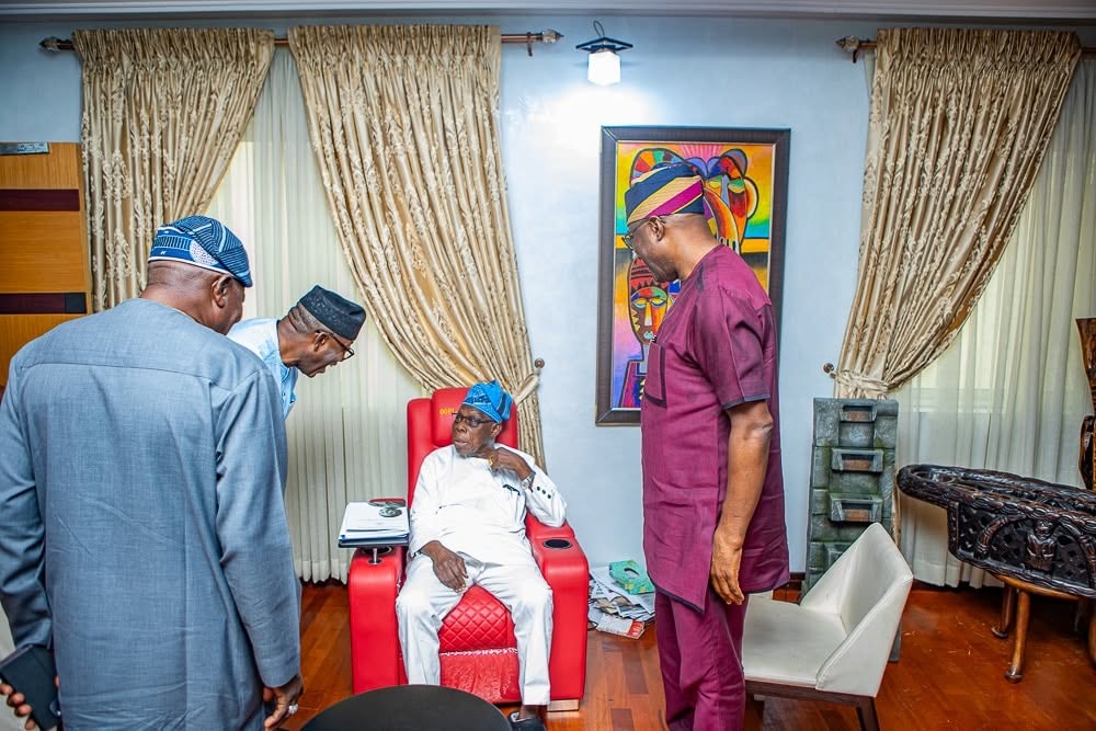 Kayode Fayemi, Olagunsoye Oyinlola, Olusegun Obasanjo and Seyi Makinde