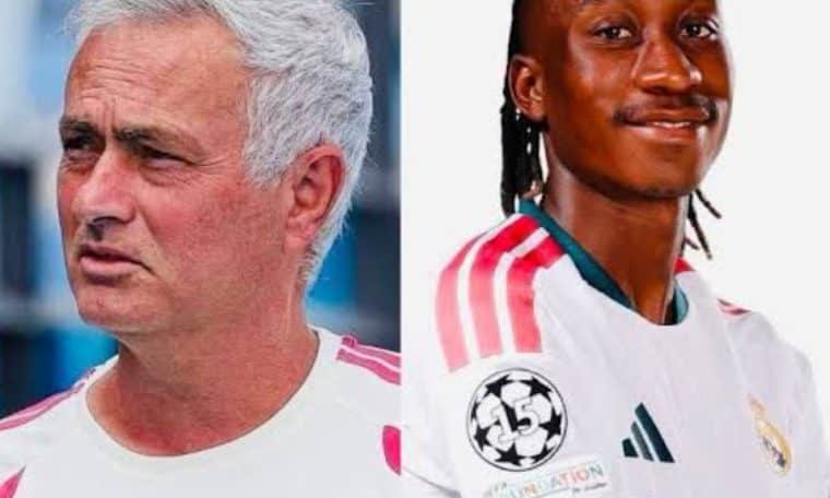 Real Madrid coach, Jose Mourinho and his new coach, Yan Diomande