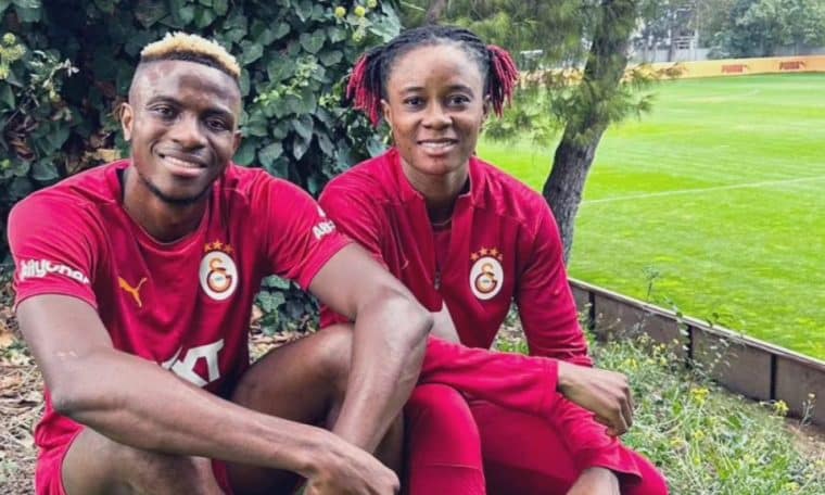 Super Eagles star Victor Osimhen and Super Falcons player Tosin Demehin at Galatasaray.