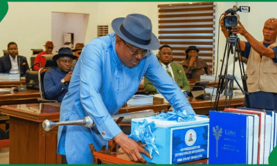 File: Governor of Rivers State, His Excellency Sir Siminalayi Fubara laying the 2026 Appropriation Bill before the Rivers State House of Assembly in July. Photo Dennis Naku