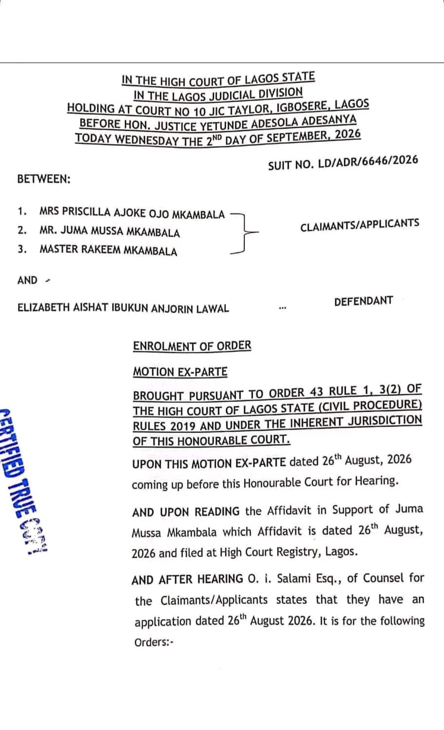 Court Bars Lizzy Anjorin From Posting Photos, Content About Priscilla Ojo, Husband And Son
